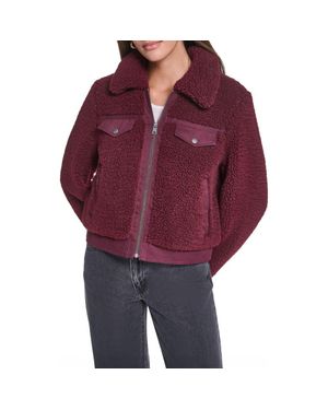 Levi's Fleece & Denim Bomber Jacket - Red