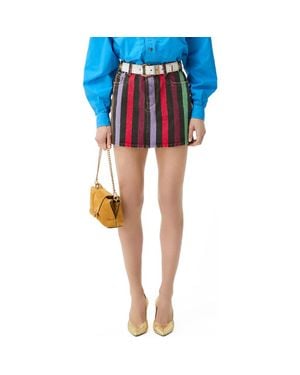 Versace Stripe Denim Miniskirt - Blue