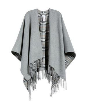 Burberry Check Wool Reversible Cape - Gray