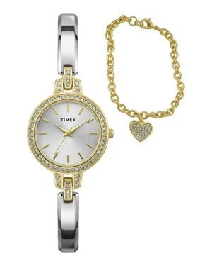 Timex Aveline Bracelet Watch & Charm Bracelet Gift Set, 28Mm - Metallic