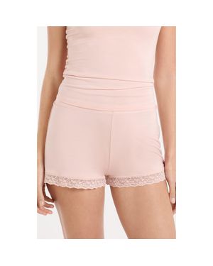 Etam Kitty Lace Trim Shorts - Pink