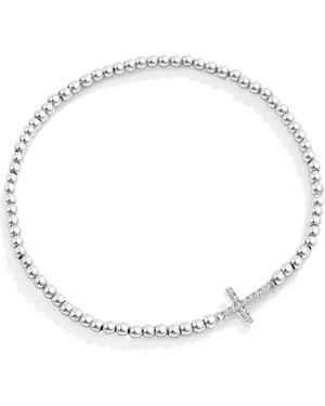 Mint & Lily Beaded Cross Stretch Bracelet - Metallic