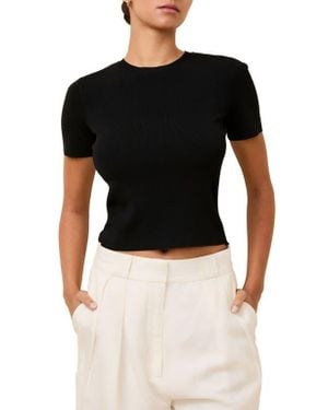 Solid & Striped The Riada Crewneck Crop Knit Top - Black