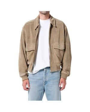 Agolde Emil Suede Bomber Jacket - Brown