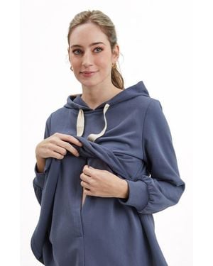 Nom Maternity Crosby Maternity & Nursing Hoodie - Blue
