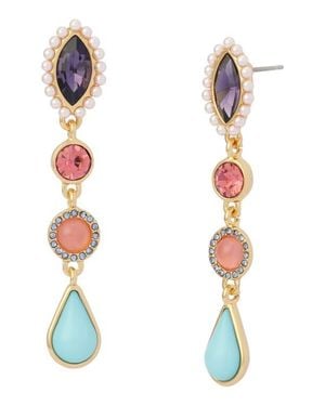 Kurt Geiger Faux Pearl & Mixed Crystal Linear Drop Earrings - White