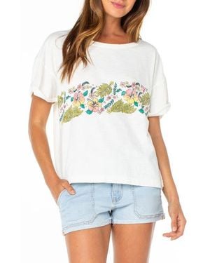 Roxy Ride The Wave Cotton Graphic T-Shirt - Gray