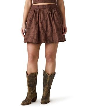 Steve Madden Vanny Floral Eyelet Cotton Miniskirt - Brown