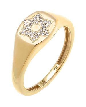 By Adina Eden Diamond Pave Star Of David Signet Ring 14K - Metallic