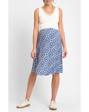 Seraphine Sleeveless Maternity/Nursing Dress - Blue