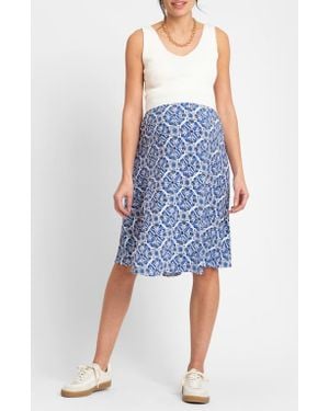 Seraphine Sleeveless Maternity/Nursing Dress - Blue