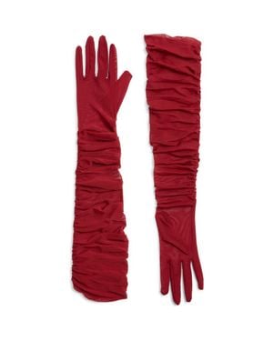 High Heel Jungle Ariana Ruched Mesh Opera Gloves - Red