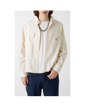 Guess Boxy Cotton Shirt Jacket - Natural