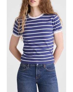 Madewell Allday Stripe Crewneck Baby Tee - Blue