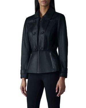 Mackage Barbara Leather Peplum Jacket - Blue