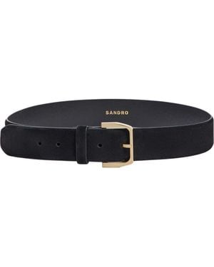 Sandro Leather Belt With Metal Buckle - Black