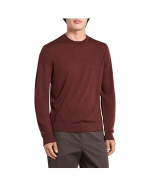 Theory Regal Wool Crewneck Sweater - Red