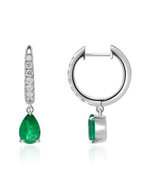 VALANI ATELIER Emerald Drop Diamond Hoop Earrings - White