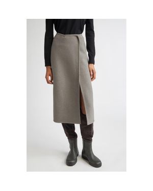 Rier Walker Wool Fleece Wrap Skirt - Gray