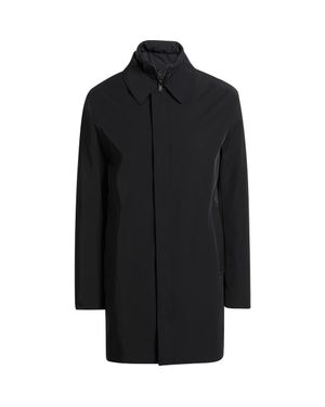 Reiss Logan Water Resistant Overcoat With Removable Funnel Neck Insert - Black