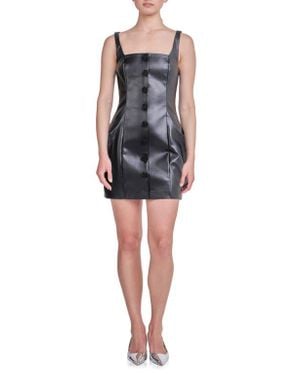 Endless Rose Button Faux Leather Minidress - Black