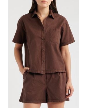 Brooklyn Industries French Button-Up Shirt - Brown