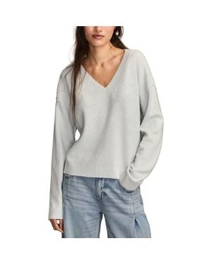 Lucky Brand Waffle Knit V-Neck Sweater - Gray