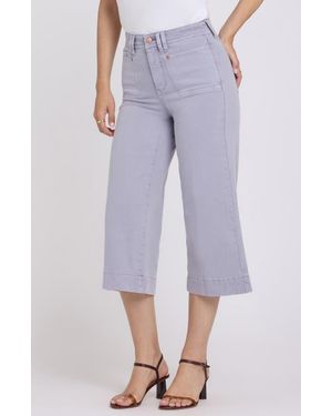 NYDJ Brigitte Patch Pocket High Waist Wide Leg Capri Jeans - Purple