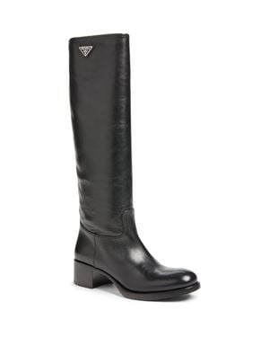 Prada Leather Tall Boot - Black