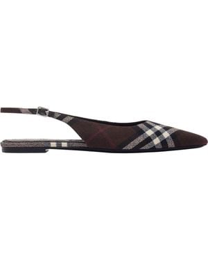 Burberry Check Dame Slingback Ballerinas - Brown