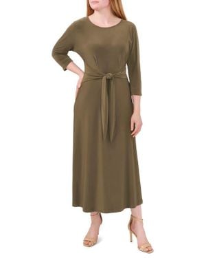 Chaus Tie Front Fit & Flare Midi Dress - Green
