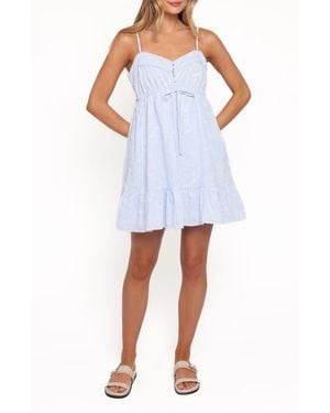 Petal & Pup Keaton Embroidered Cotton Minidress - Blue