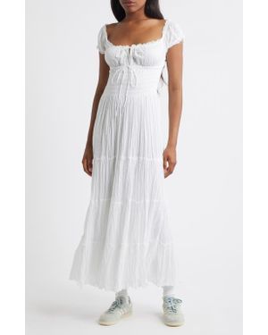 BDG Sienna Smocked Cotton Maxi Dress - White