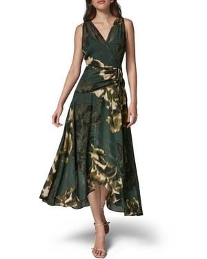 Donna Karan Sleeveless Faux Wrap Dress - Green
