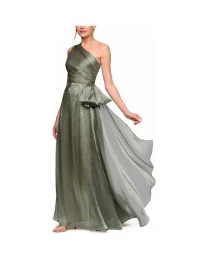 JS Collections Kairi One-Shoulder Taffeta Gown - Green