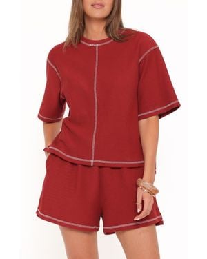 Petal & Pup Melody Knit T-Shirt & Shorts Set - Red