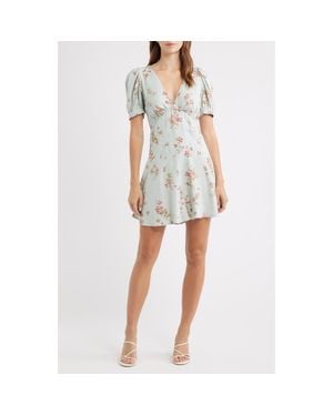 Reformation Naira Puff Sleeve Minidress - Gray