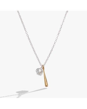 ALEX AND ANI Baseball Duo Charm Pendant Necklace - Metallic