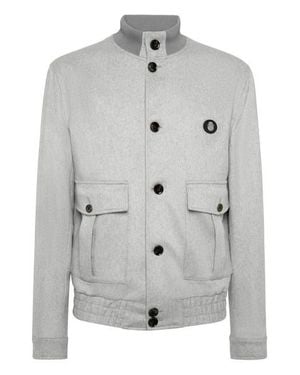 Billionaire Cashmere Wool Bomber Jacket - Gray