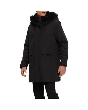 Gorski Parka With Genuine Shearling Trim - Black