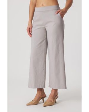 Franne Golde Catalina Stretch Cropped Wide-Leg Pant - Gray