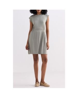 REISTOR Short Dress With Smocking Side Detail - Gray