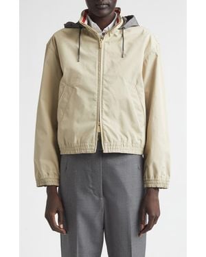 Thom Browne Track Jacket With Stowaway Hood - Natural