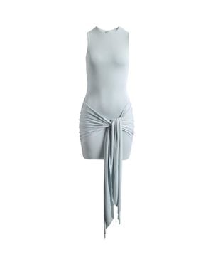 Skims Cupro Jersey Wrap Minidress - Blue
