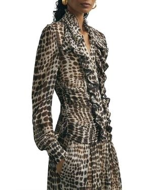Reiss Laverna Ruched Animal Pattern Top - Multicolor