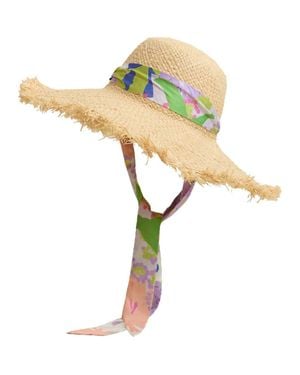 Lost Pattern Frida X Frida's Garden Straw Hat With Ribbon Tie - Yellow