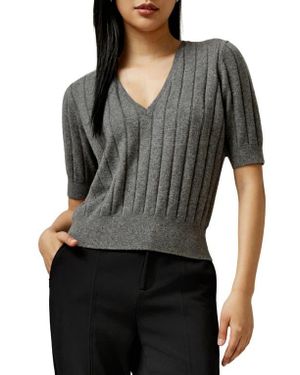 LILYSILK V-Neck Cashmere T-Shirt - Black