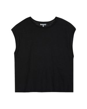 Wit & Wisdom Pointelle Stitch Trim Cotton Top - Black