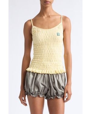 Conner Ives The Shirred Knit Cotton & Cashmere Camisole - Yellow