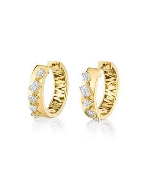 Michael M Montage Diamond Cross Hoop Earrings - Metallic